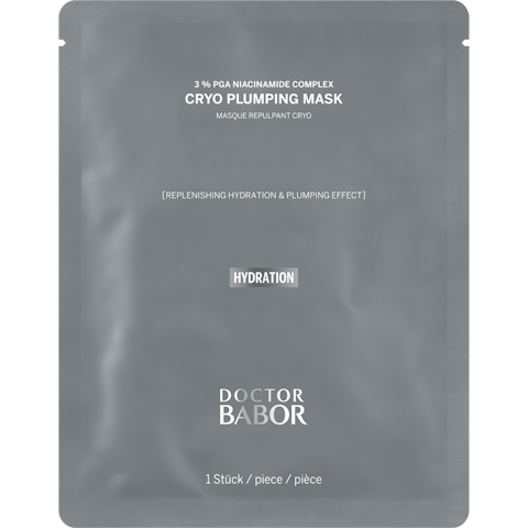 Doctor Babor Hydration Cryo Plumping Mask, mascarilla hidratante y reafirmante con ácido hialurónico y ácido poliglutámico que mejora la elasticidad y suaviza las líneas finas.